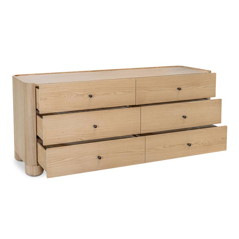 NADAAL STUDIOS Virel Dresser, Six Soft-Close Drawers with Lip Detailing and Solid Oak Frame, Natural