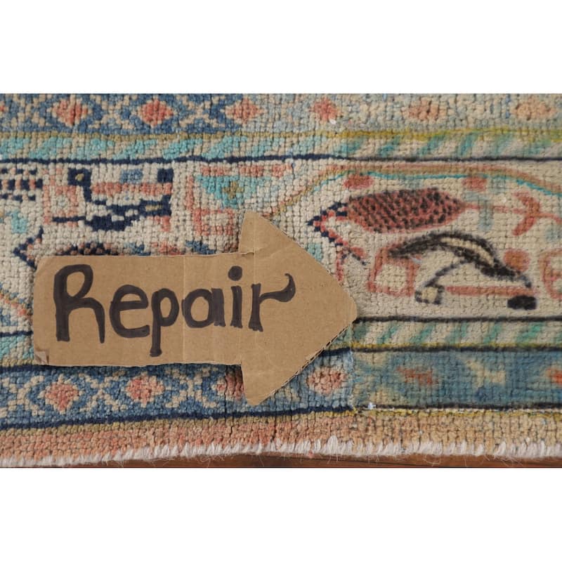Geometric Botemir Persian Vintage Runner Rug Handmade Wool Carpet - 3'5" x 10'2"