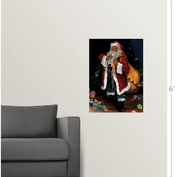 dimension image slide 0 of 5, "African American Santa" Christmas Winter Holiday Poster Print