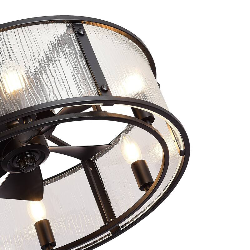 20" Modern 5-Blade Caged Ceiling Fan with Light Kit and Remote