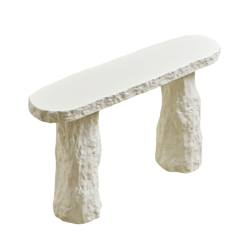 53.94 inch Modern Design Console Table,Imitation Stone Table,Fiberglass Entryway Table with Irregular Legs