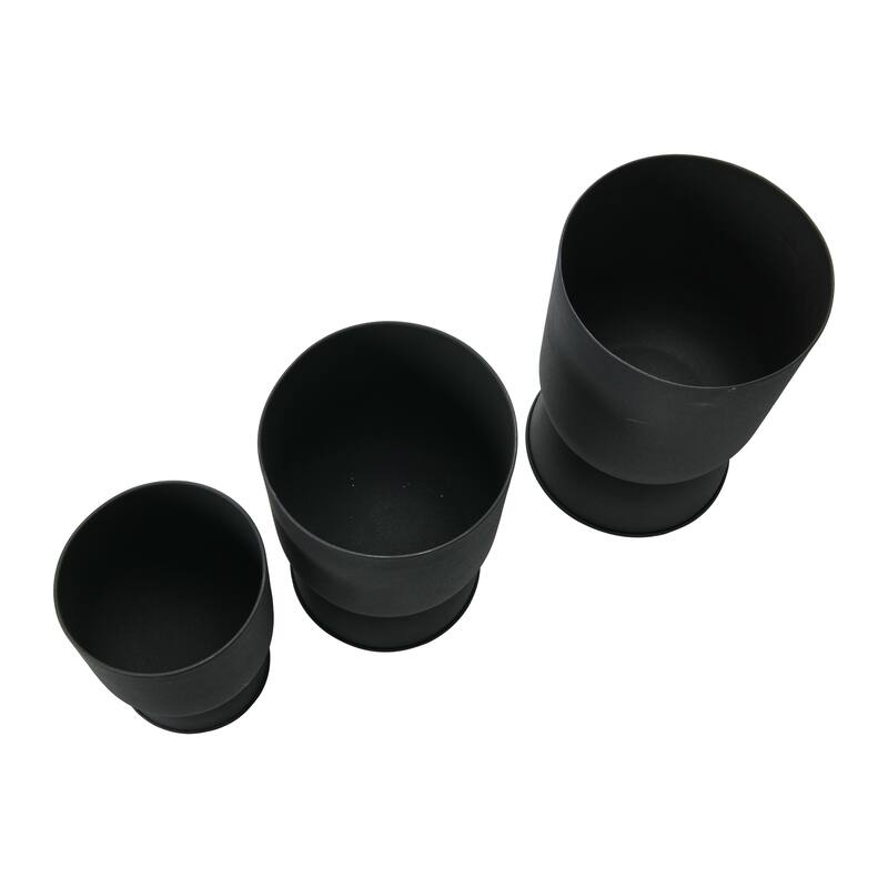 Textured Metal Footed Planters, Black Finish, Set of 3 (Holds 9", 8" & 7" Pots)