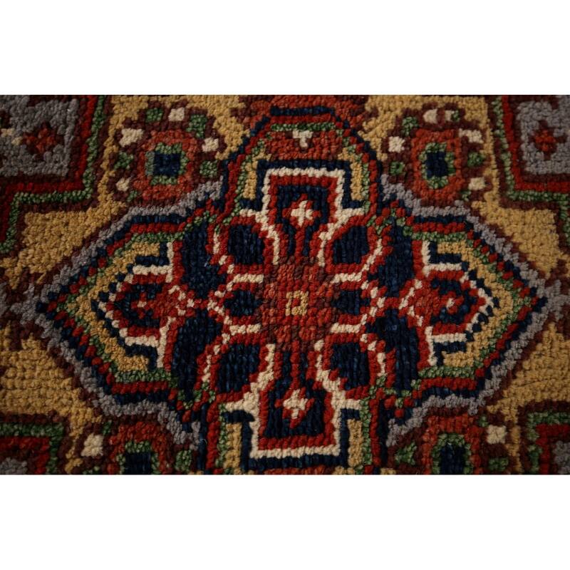 Geometric Gray Heriz Serapi Indian Runner Rug Hand-Knotted Wool Carpet - 2'6"x 9'10"