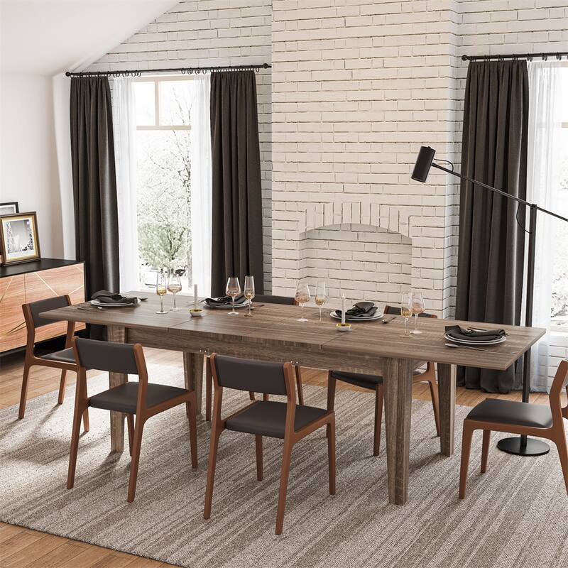 Wood Extendable Dining Table with Legs for Dining Room
