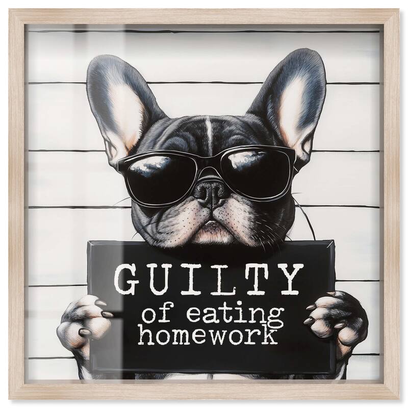 Guilty of Eating Homework Shadowbox by Art Remedy - Natural - 24" x 24"