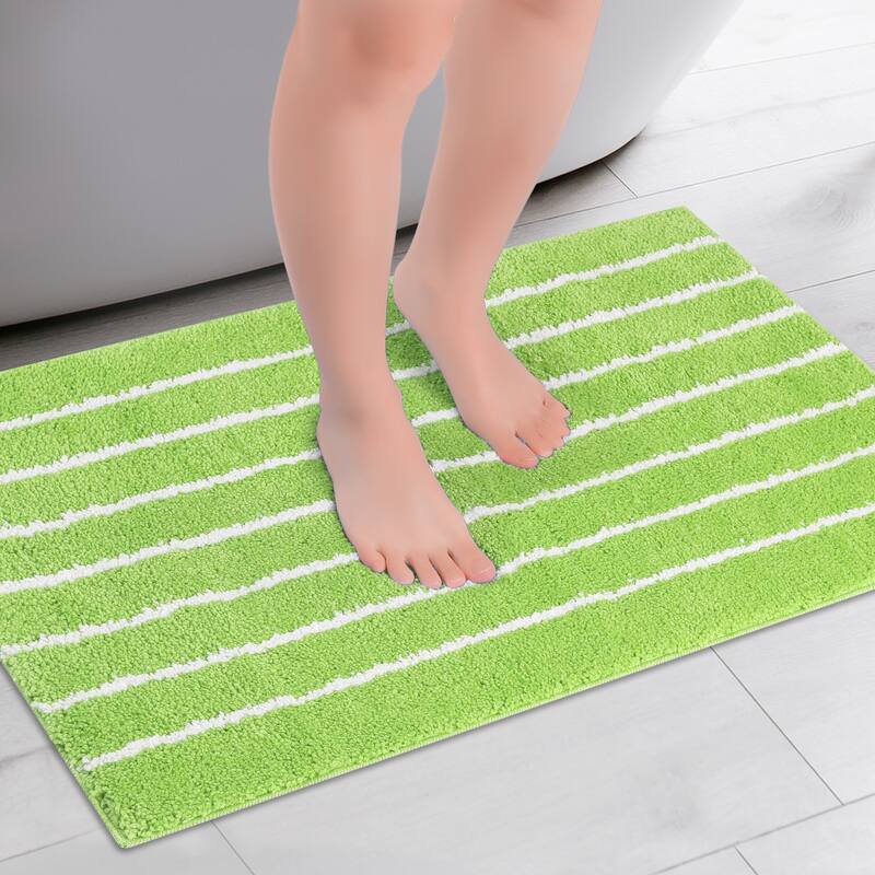 Striped Bathroom Rug, Non-Slip Soft Fluffy Bath Carpet, Water Absorbent Bathmat