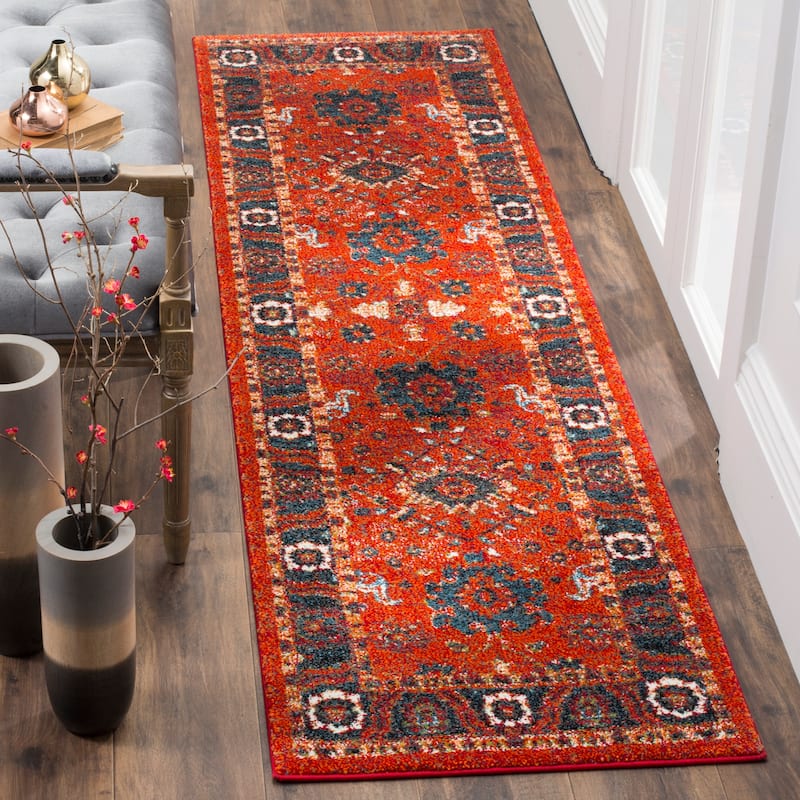 SAFAVIEH Vintage Hamadan Bridget Traditional Oriental Rug - 2'3" x 8' Runner - Orange/Blue