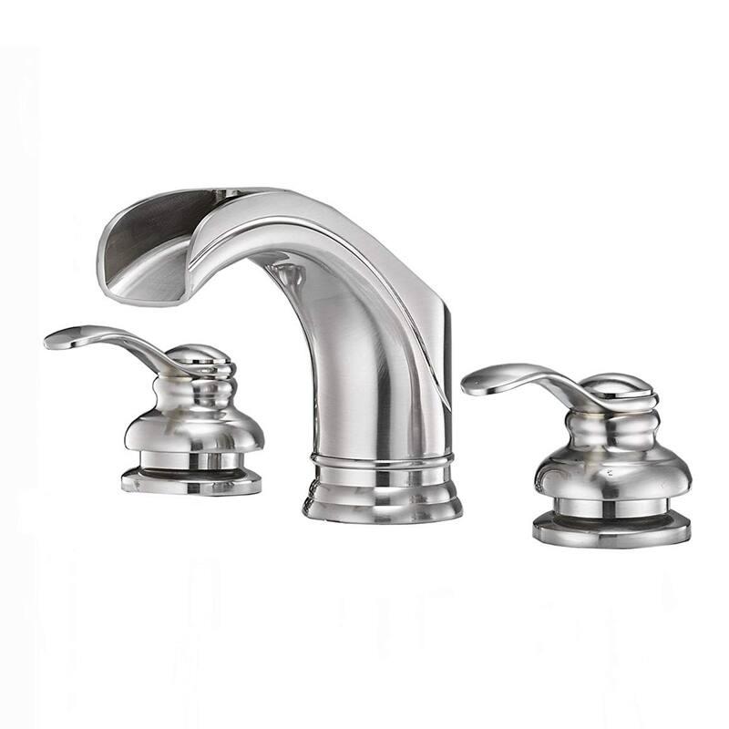 Waterfall 3 Hole 2 Handle Bathroom Faucet-Nickle