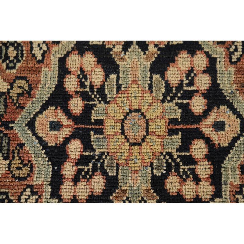 Orange Geometric Mahal Antique Persian Wool Carpet - 3'9" x 11'6"