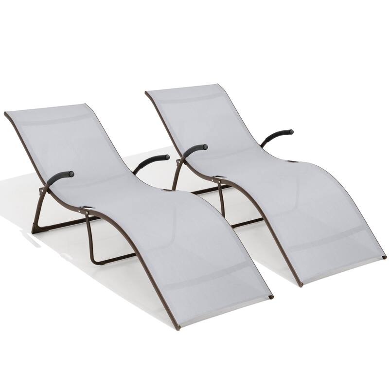 Crestlive Products Outdoor Aluminum Chaise Lounge Chair with Adjustable Backrest
