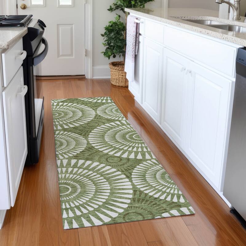 Premium Washable Super Soft Casual Geo Mayfield Rug - Green - 2'3" x 7'6"