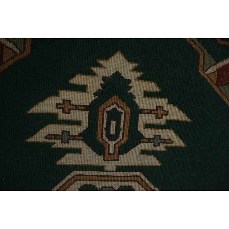 Hand Knotted Oriental 100% Wool Carpet Traditional Medallion Green Sumak Area Rug - 9' 9'' X 7' 11''