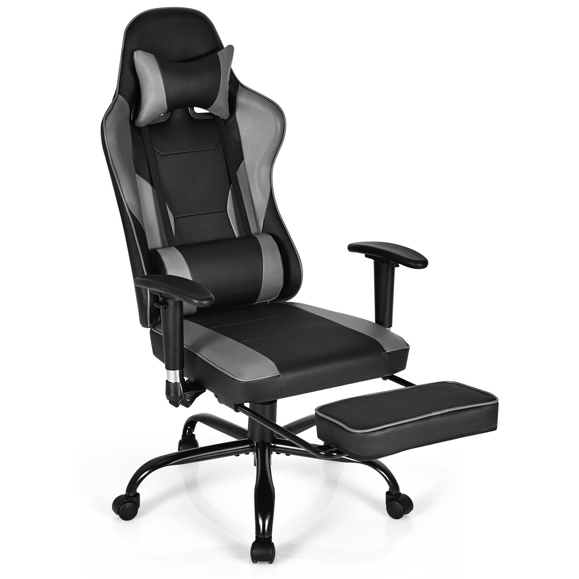 Reclining Massage Gaming Chair with Footrest, 351 LB Big Tall Computer Desk  Chair Bonded Leather Memory Foam Lumbar - Bed Bath & Beyond - 35263296