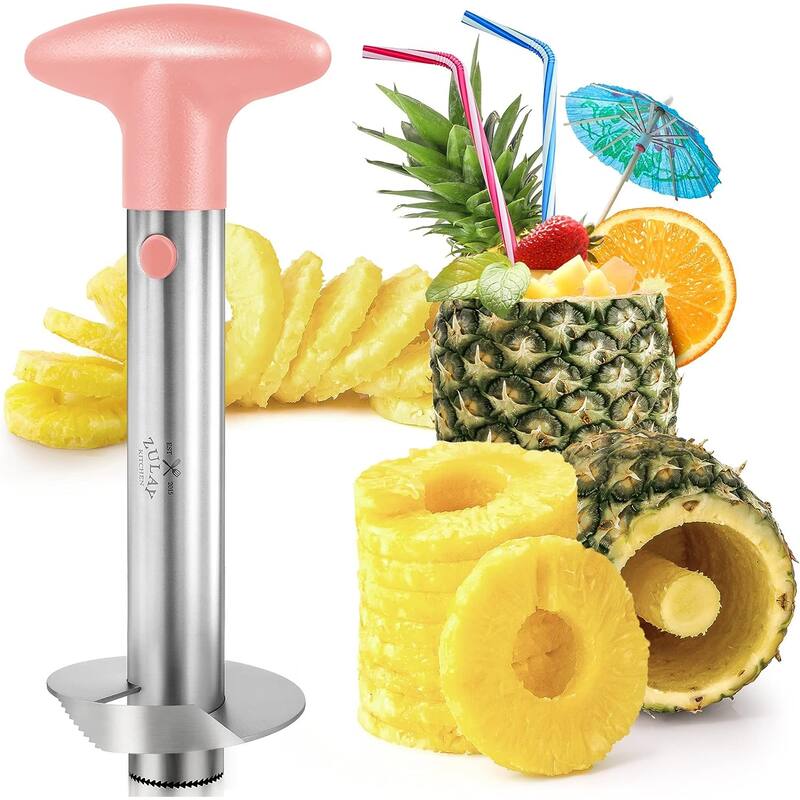 Zulay Kitchen Pineapple Cutter and Corer with Triple Reinforced Stainless Steel - Pink