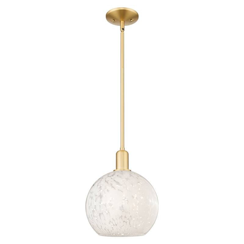 Innovations Lighting Endless Possibilities Arcadia - White Mouchette - 1 Light 10" Stem Hung Mini Pendant - Satin Gold