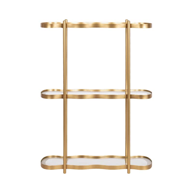 Kate and Laurel Curventi Tiered Wall Shelf Glass and Metal - 21x8x28