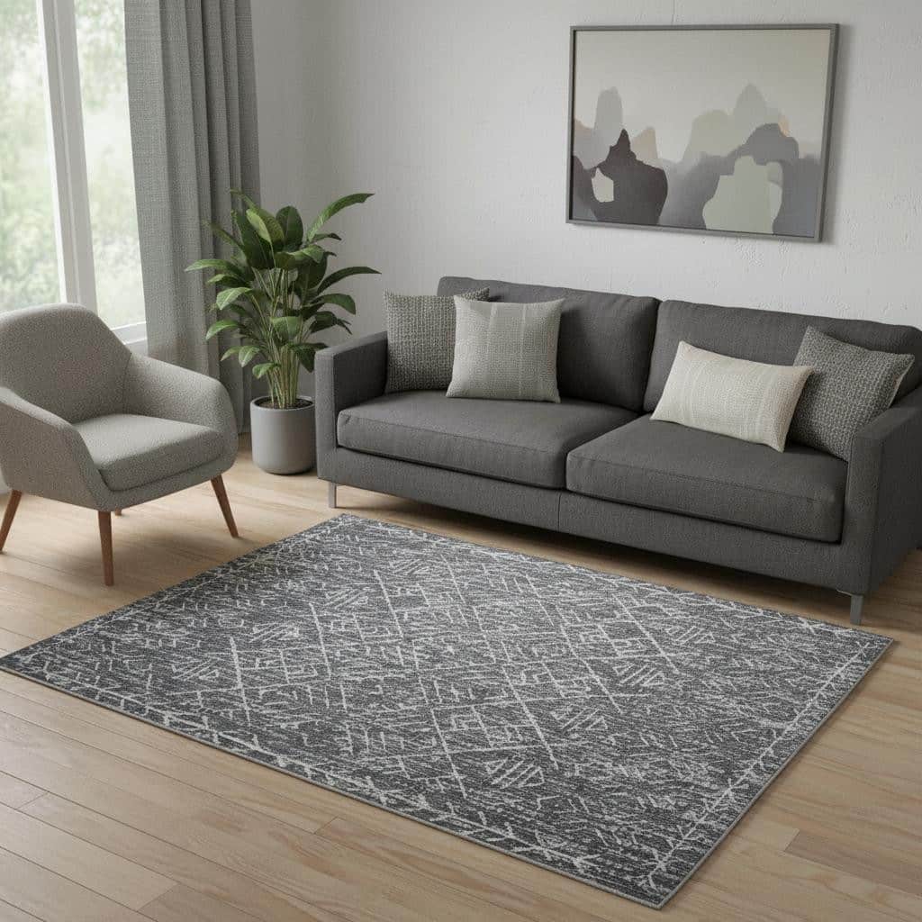 HomeRoots Abstract Geometric Casual Rectangle Area Rug - 5' X 7'