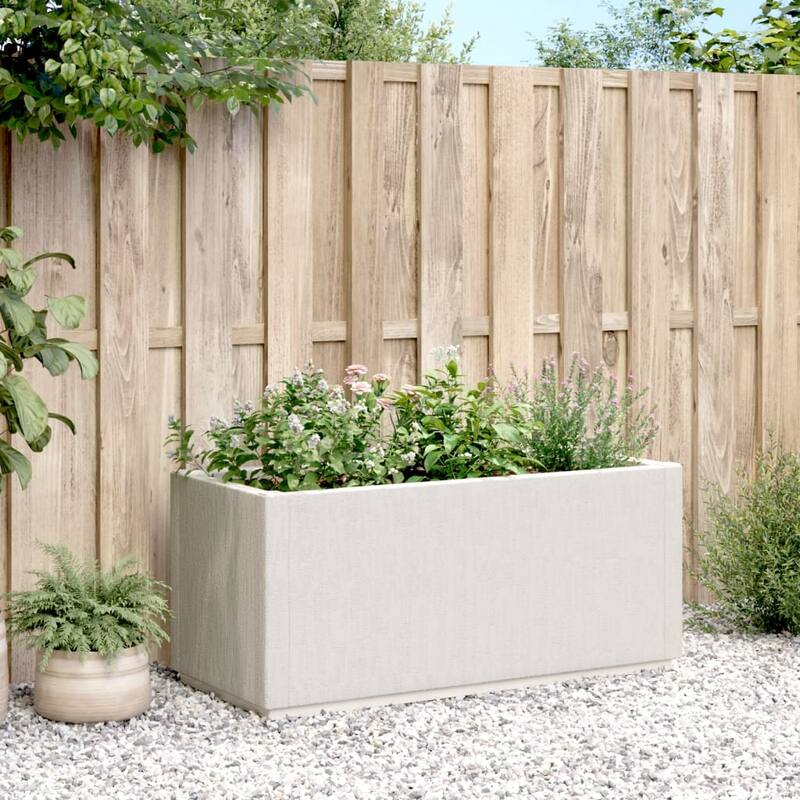 vidaXL Garden Planter White Polypropylene Medium Durable Planter - 14.2 x 31.5 x 13.8