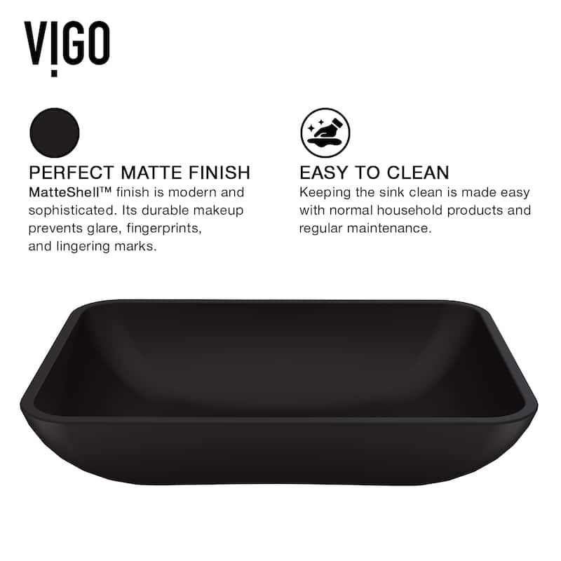 VIGO Sottile 18"L x 13"W Glass Vessel Sink and Ashford 11"H Faucet Set