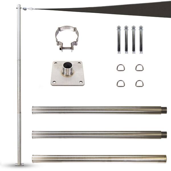 ColourTreeUSA Stainless Steel Pole with Base Plate and Kit for Sun