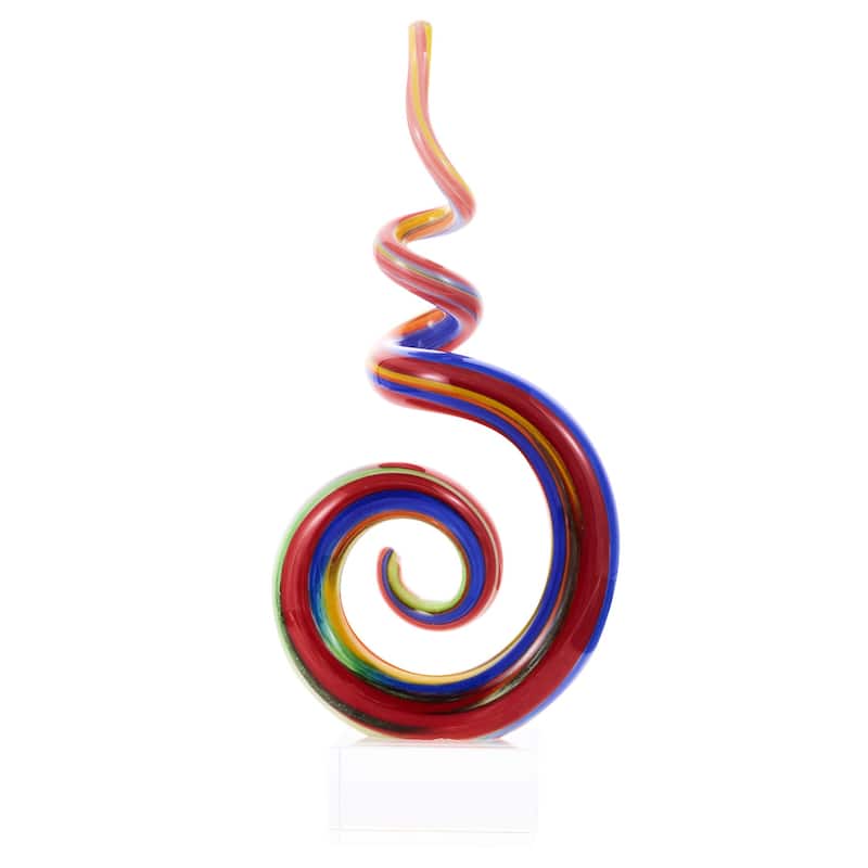 Luxury Lane Hand Blown Abstract Rainbow Swirl Art Glass Sculpture