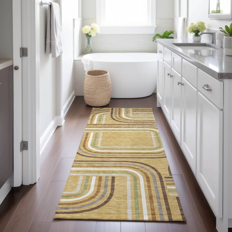 Machine Washable Indoor/ Outdoor Modern Leawood Chantille Rug