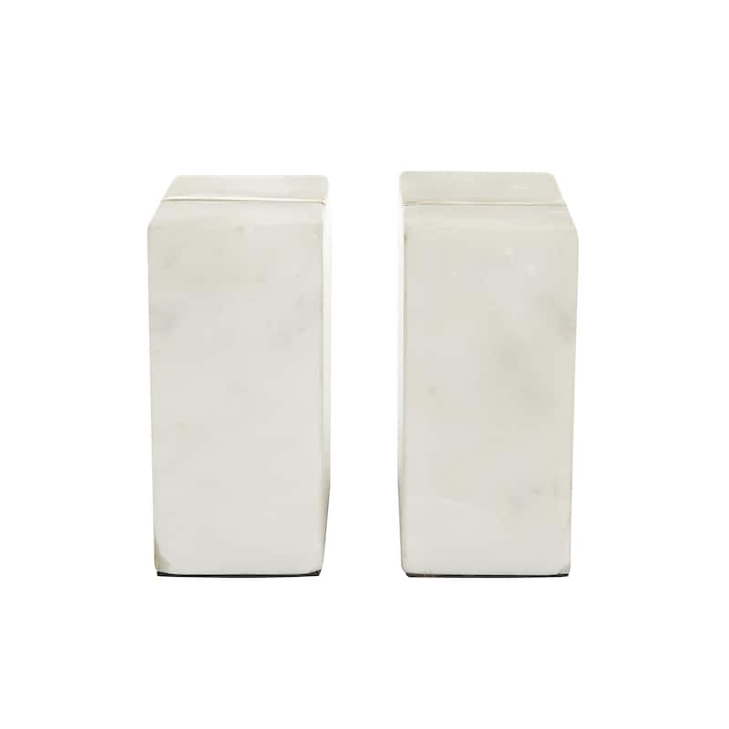 Marble Geometric 8 lbs Decorative Bookends with Gold Inlay - Set of 2 White - CosmoLiving by Cosmopolitan