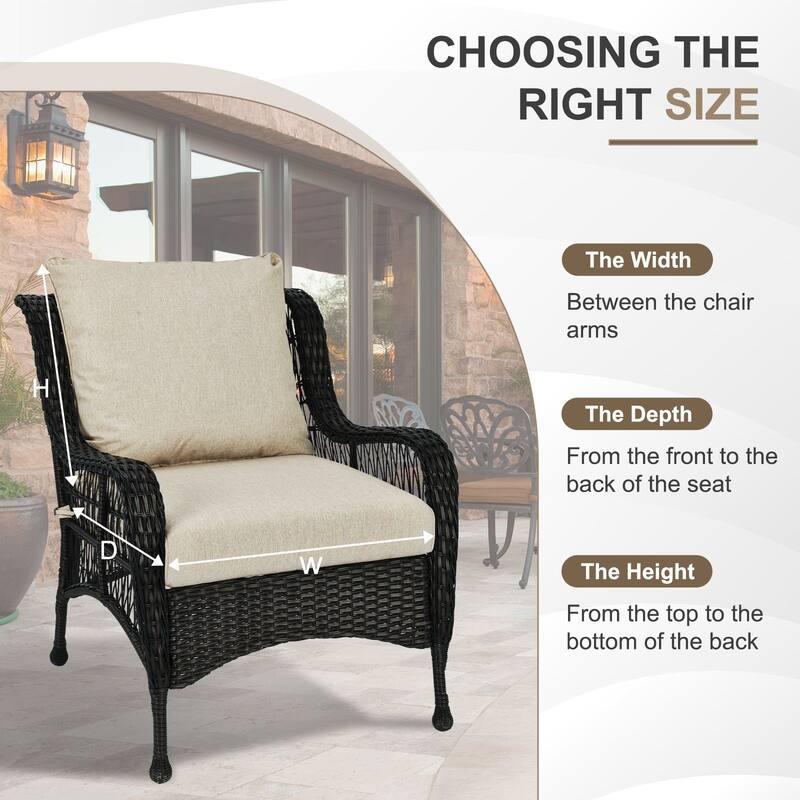 Aoodor Outdoor Deep Seat Cushion Set, Waterproof Patio Furniture Cushions with Adjustable Straps & Removable Cover, Set of 2