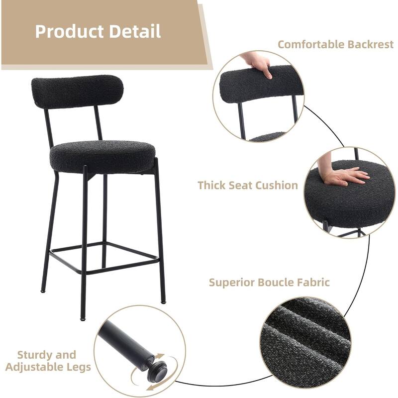 Bar Stools Set of 2, 30 Inch Upholstered Barstools