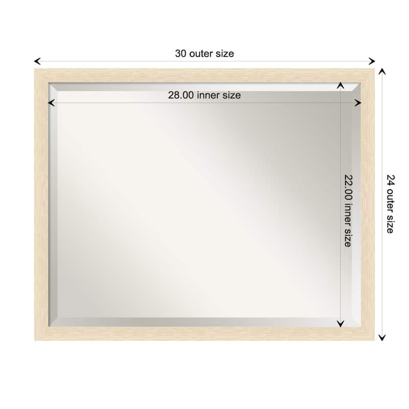 Woodgrain Stripe Beveled Wood Framed Wall Mirror - Woodgrain Stripe Blonde - Glass Size 28x22