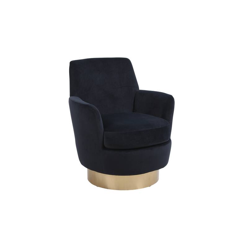 Velvet Swivel Barrel Chair with Gold Stainless Steel Base, High-Density Foam and 360° Rotation