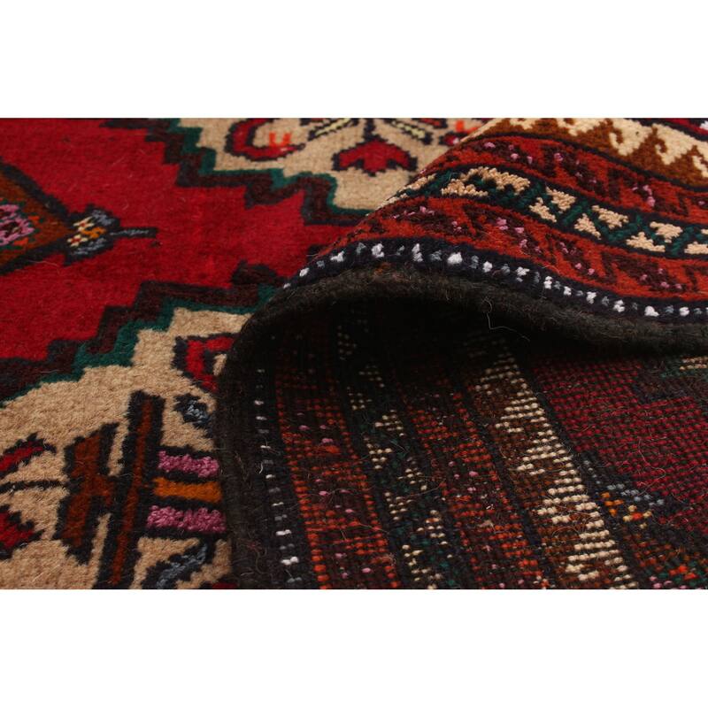 Hand-knotted Authentic Turkish Red Wool Rug - 3'5 x 5'11/3'5" x 5'11"