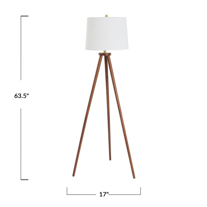 Tripod Wood Floor Lamp with Linen Shade