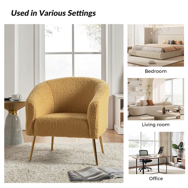 Rovigo Modern Upholstered Living Room Accent Barrel Chair with Metal Legs by HULALA HOME