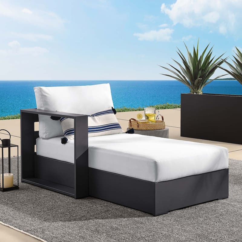 Tahoe Patio Aluminum Modular Left-Facing Chaise Lounge - Gray White