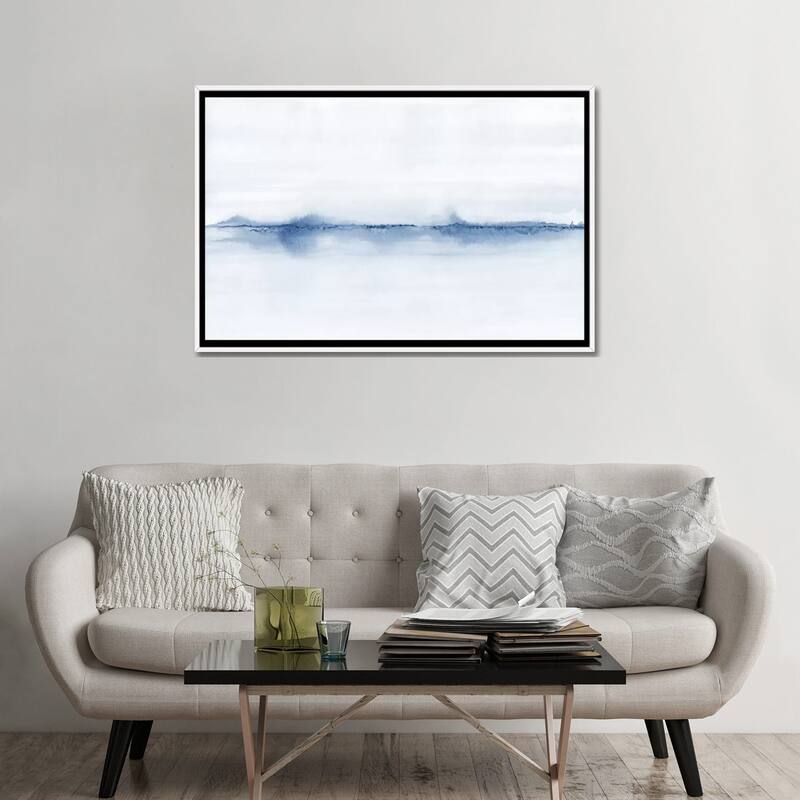 iCanvas "Watercolor Landscape V - Shades Of Blue" by Nouveau Prints Framed Canvas Print