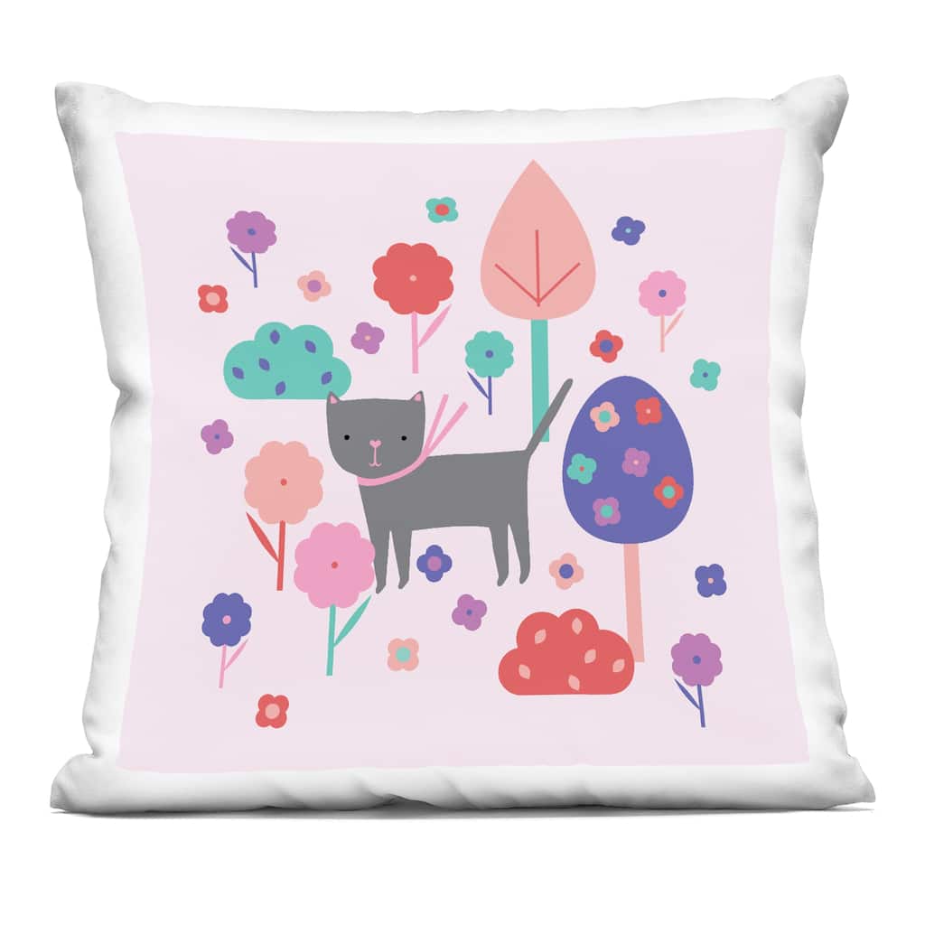 Stupell Pastel Whimsical Cat & Trees Decorative Printed Throw Pillow Design by Sazerelli Designs