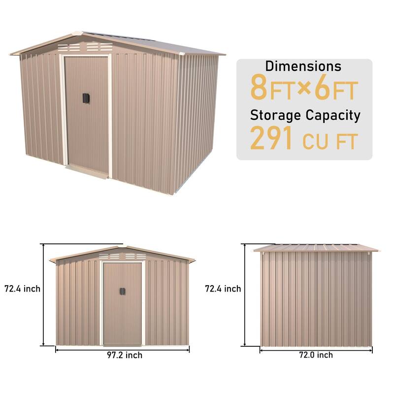 Outdoor Permanent Metal Storage Sheds for Gardening Tools, Patio Sheds Warehouse Vault