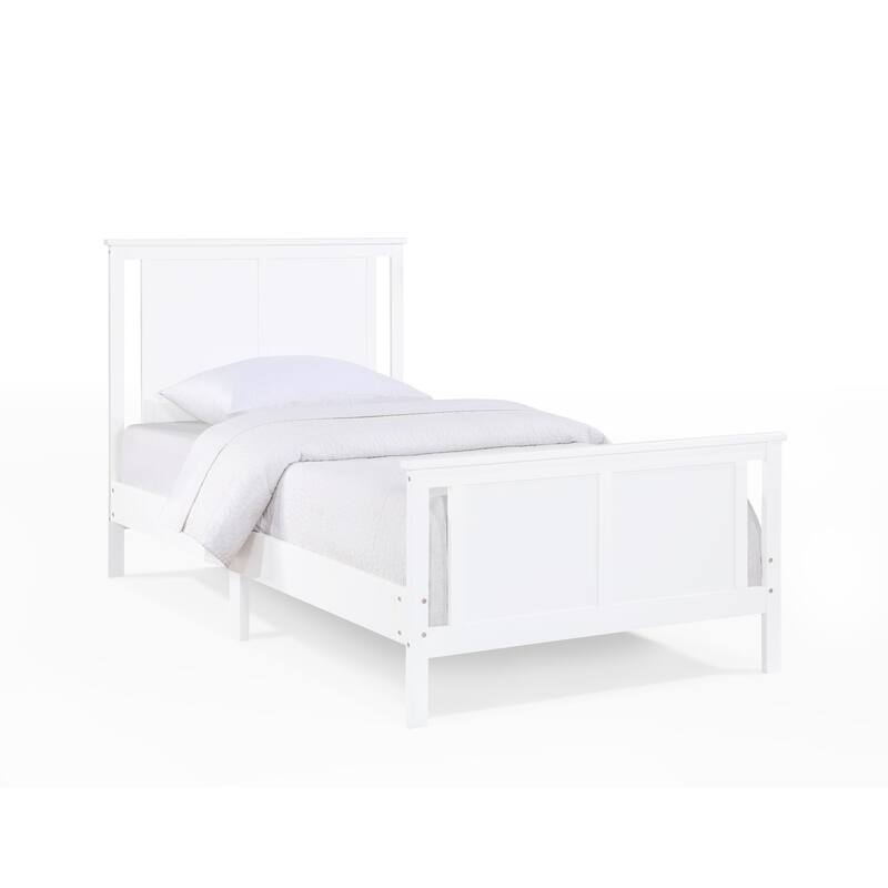 HomeRoots White And Gray Reversible Solid Wood Twin Bed Frame