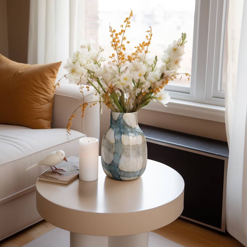 Sagebrook Home Handcrafted Modern Glass Vase - Blue & Tan