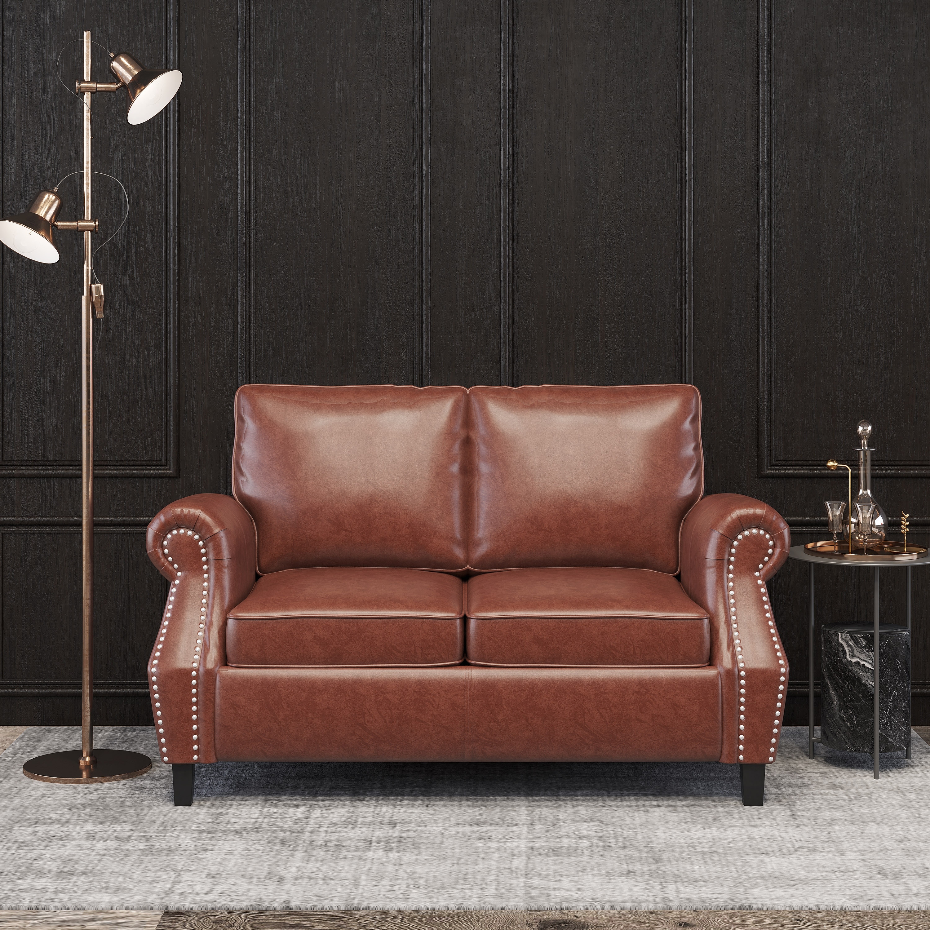 Faux leather loveseats discount