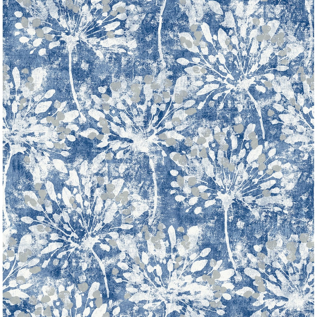 Advantage Dori Blue Painterly Floral Wallpaper