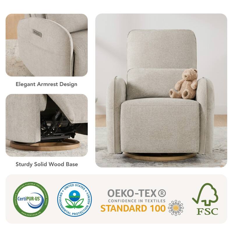 Spruce & Spring Power Swivel Recliner Chair Nursery Glider with Lumber Pillow