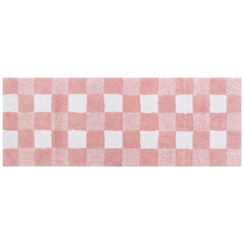 Chesapeake Cubic Bar Cotton Tufted Bath Runner 24"X60" - Tea Rose