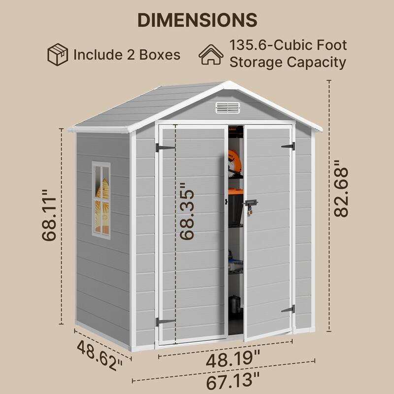 Gizoon Durable Resin Outdoor Storage Shed with Floor, with Windows and ...