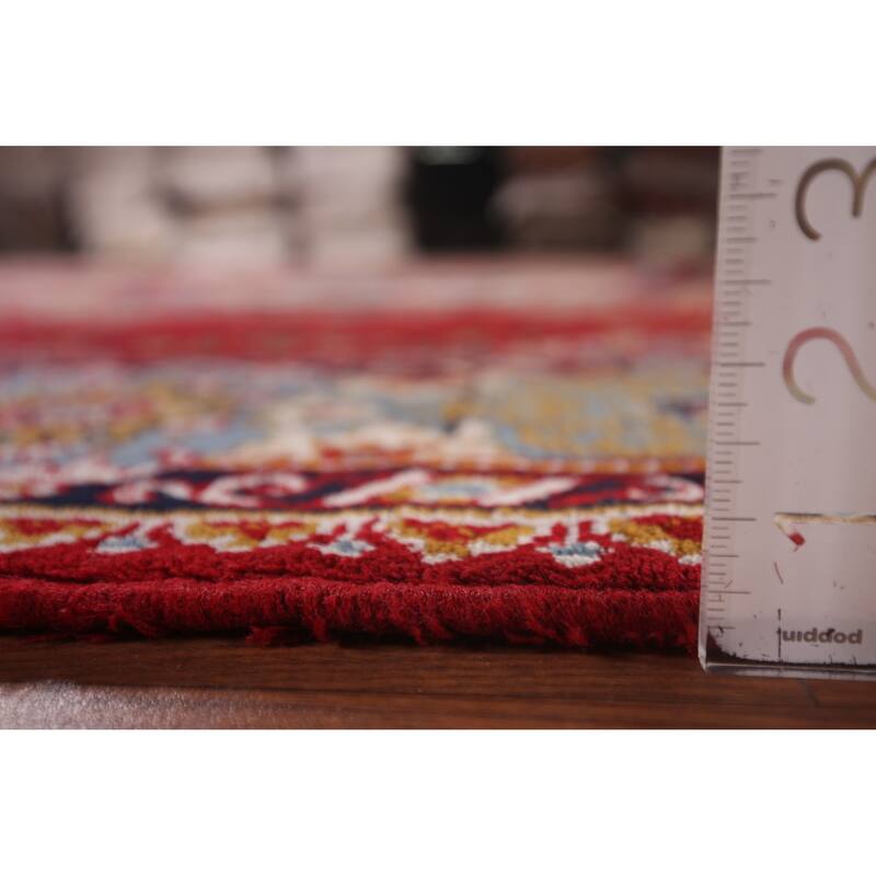 Paisley Red Floral Kashan Turkish Area Rug Bedroom Machine Made Carpet - 9'8" x 12'9"