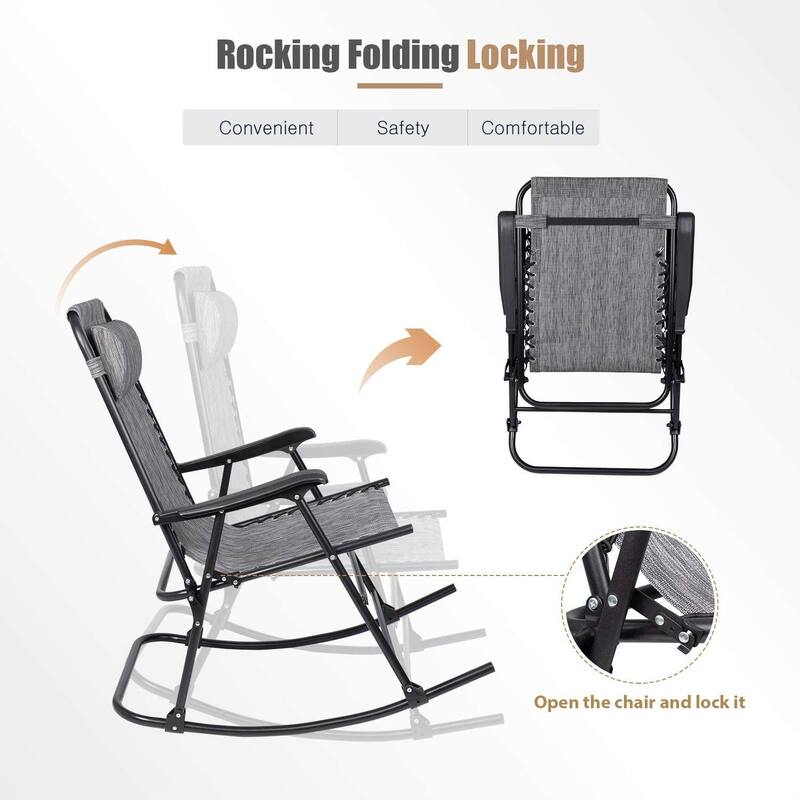 Homall Patio Rocking Chair Zero Gravity Chair Outdoor Folding Recliner Foldable Lounge Chair Outdoor Pool Chair