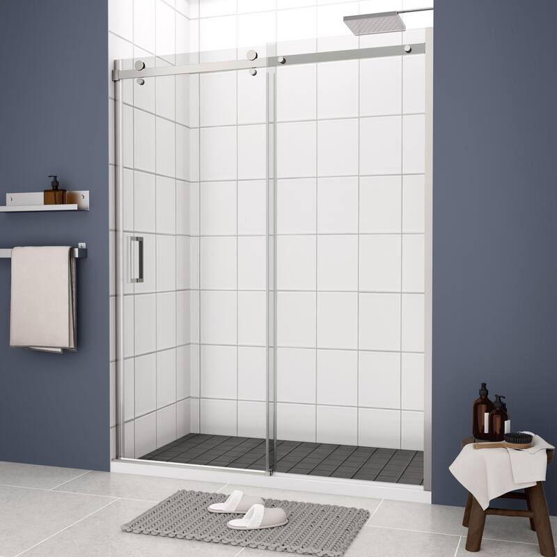 Frameless Single Sliding Shower Door with 304 Stainless Steel Hardware