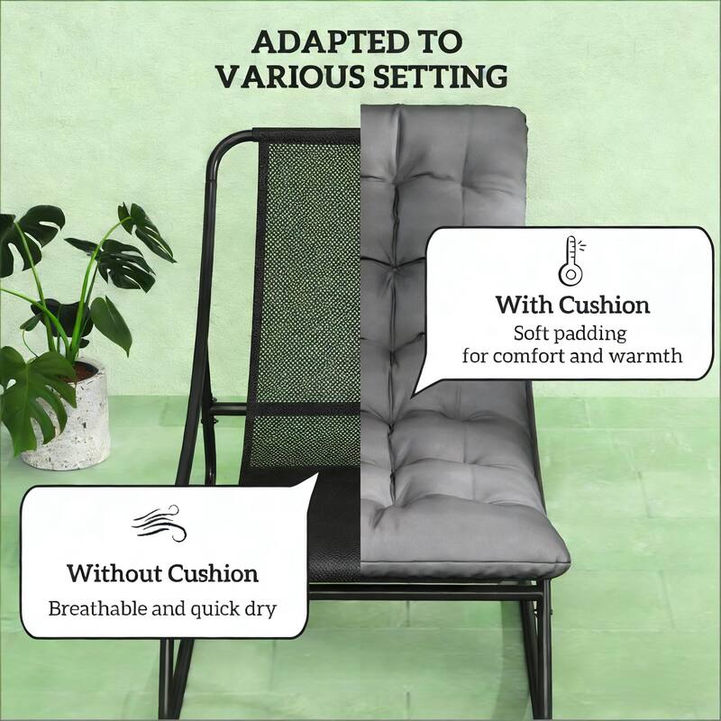 GDFStudio Outdoor Thorian Steel Mesh 2-Piece Rocking Chair Set with Cushions