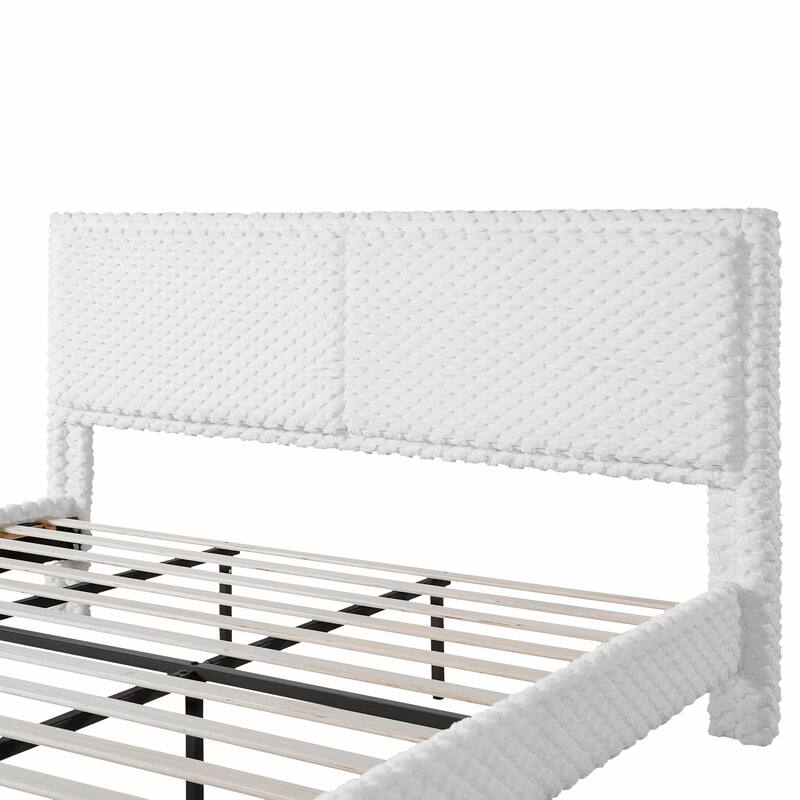 Simple Modern White Plush Soft Bed - Comfortable Backrest for Bedroom